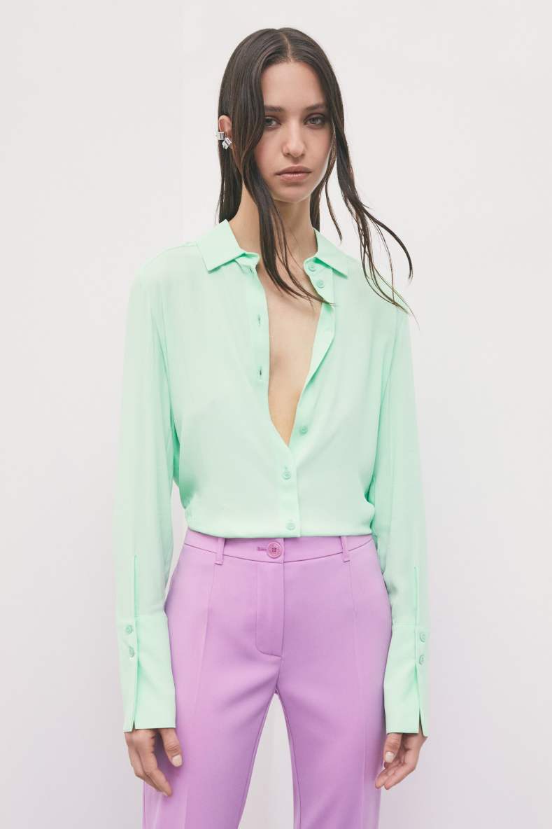 Chemise fluide en cr&ecirc;pe de viscose, Vert, Patrizia Pepe