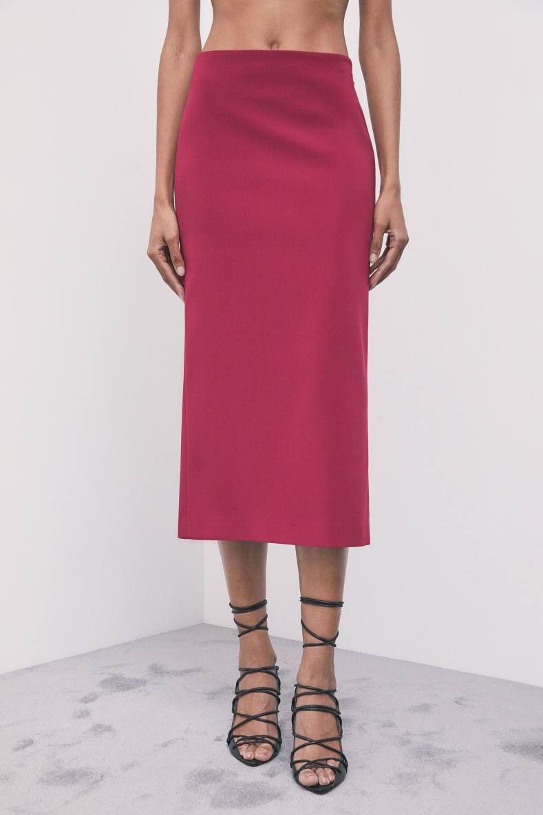 Cr&ecirc;pe midi skirt, Red, Patrizia Pepe