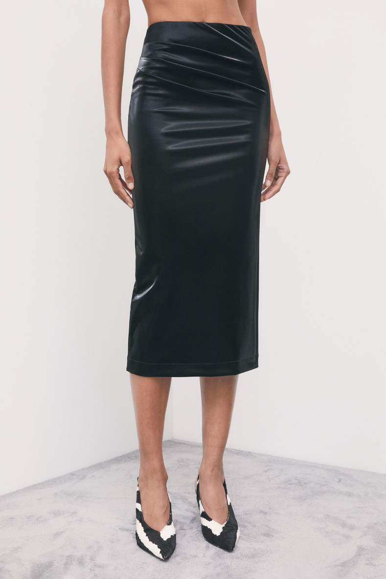 Vinyl midi skirt, Black, Patrizia Pepe
