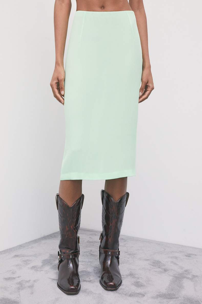 Viscose cr&ecirc;pe midi skirt, Green, Patrizia Pepe