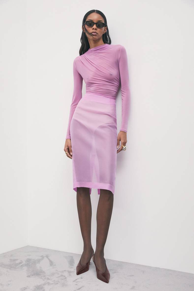 Silk organza midi skirt, Pink, Patrizia Pepe