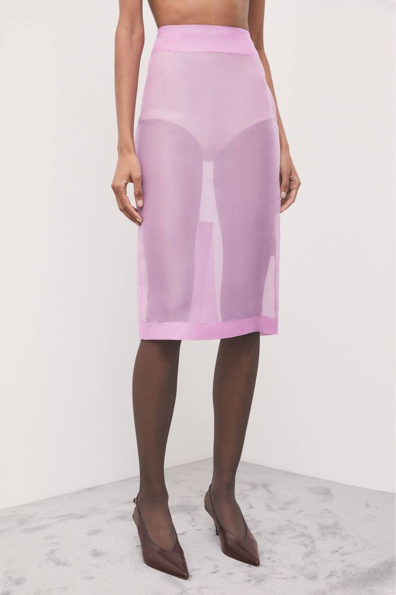 Silk organza midi skirt, Pink, Patrizia Pepe
