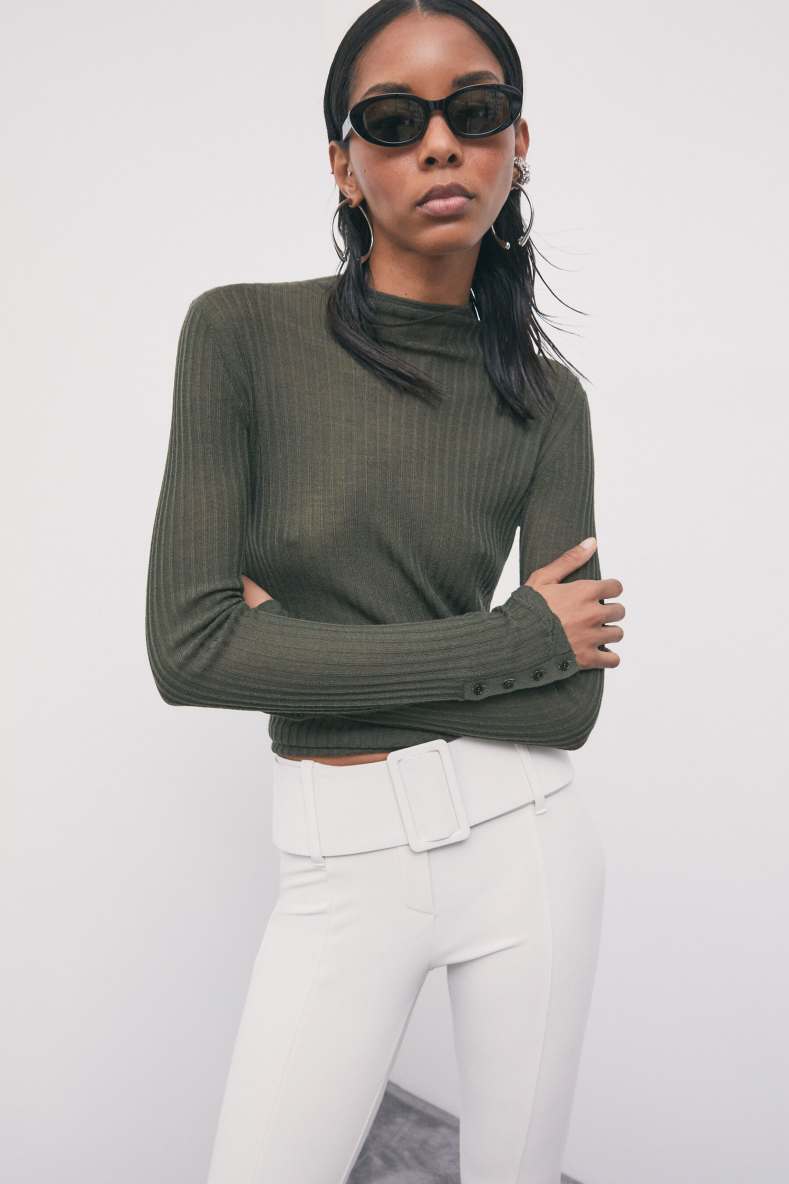 Light wool funnel-neck jumper, Green, Patrizia Pepe