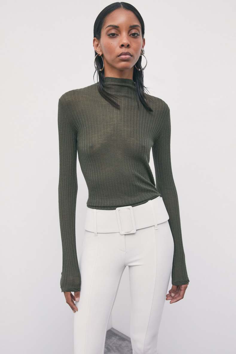 Light wool funnel-neck jumper, Green, Patrizia Pepe