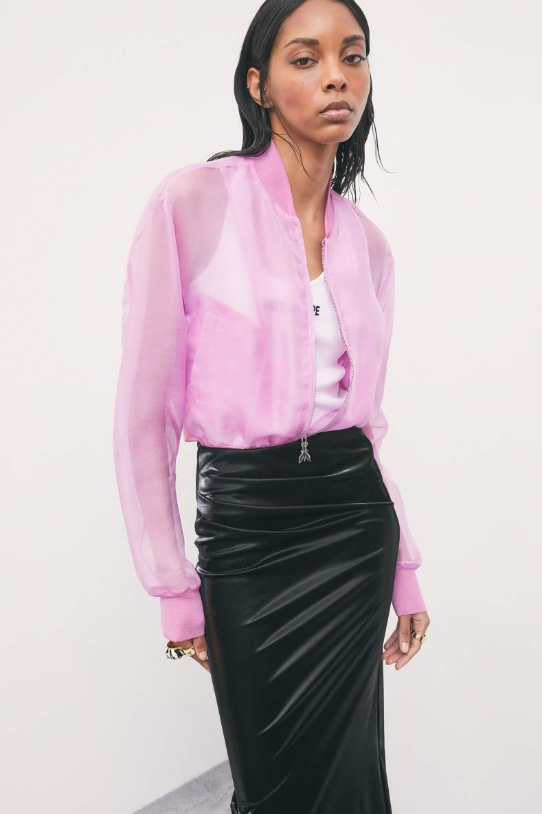 Silk organza bomber jacket, Pink, Patrizia Pepe