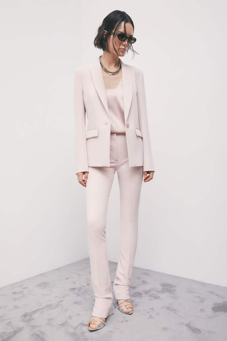 Slim-fit cr&ecirc;pe stretch trousers, Pink, Patrizia Pepe