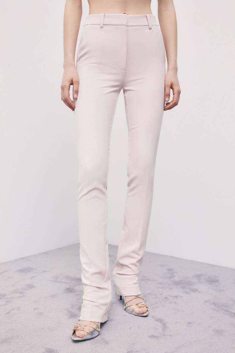 Slim-fit cr&ecirc;pe stretch trousers, Pink, Patrizia Pepe