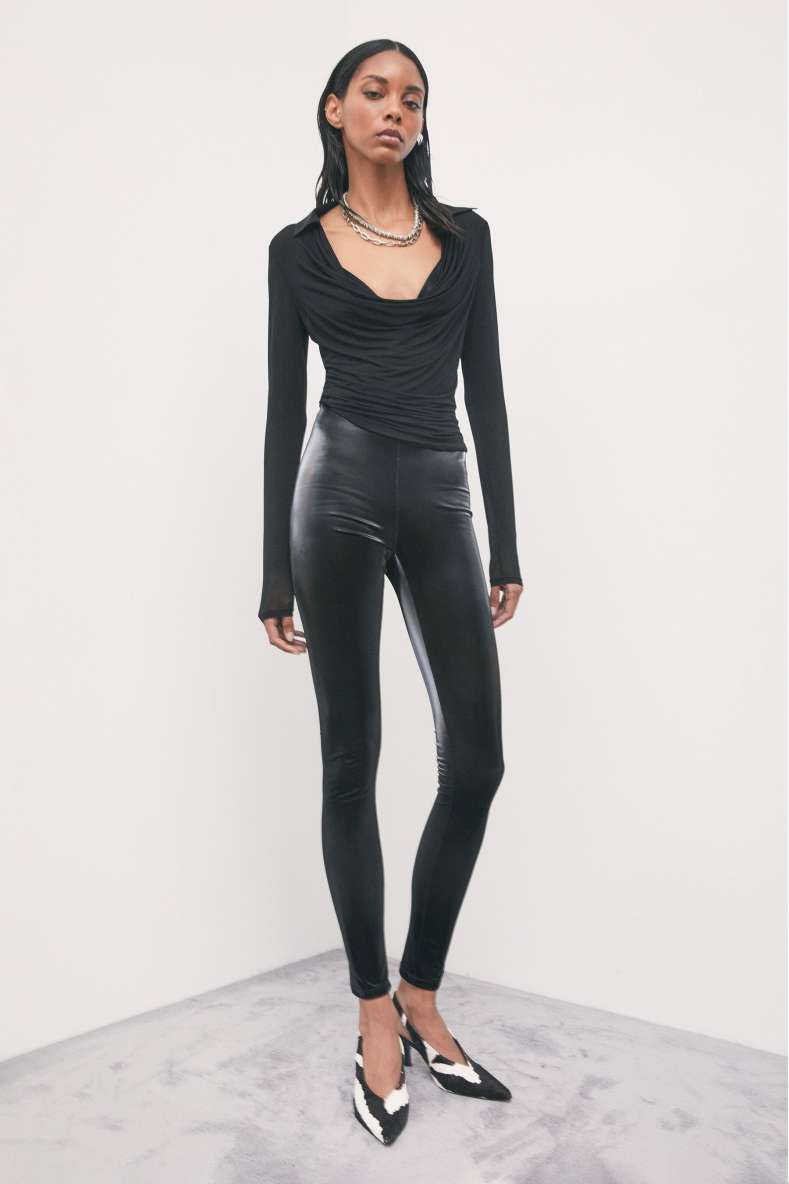 Coated leggings, Black, Patrizia Pepe