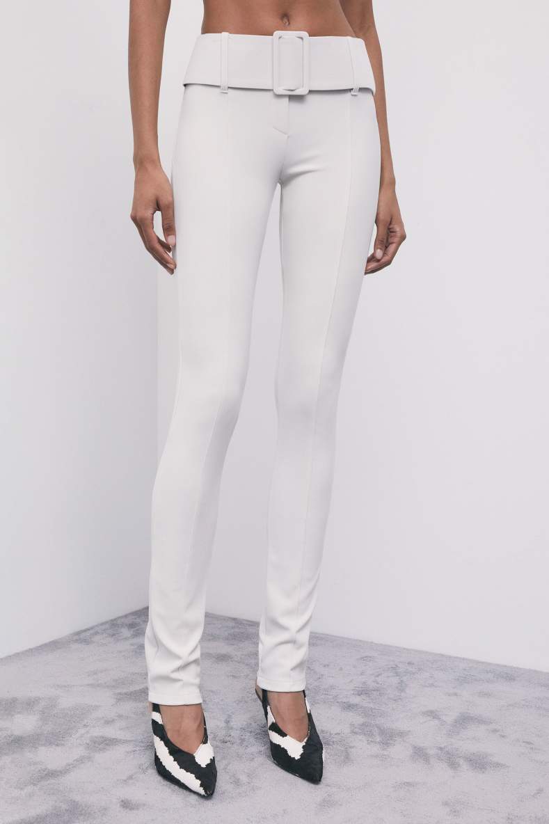 Slim-fit trousers with belt, Grey, Patrizia Pepe