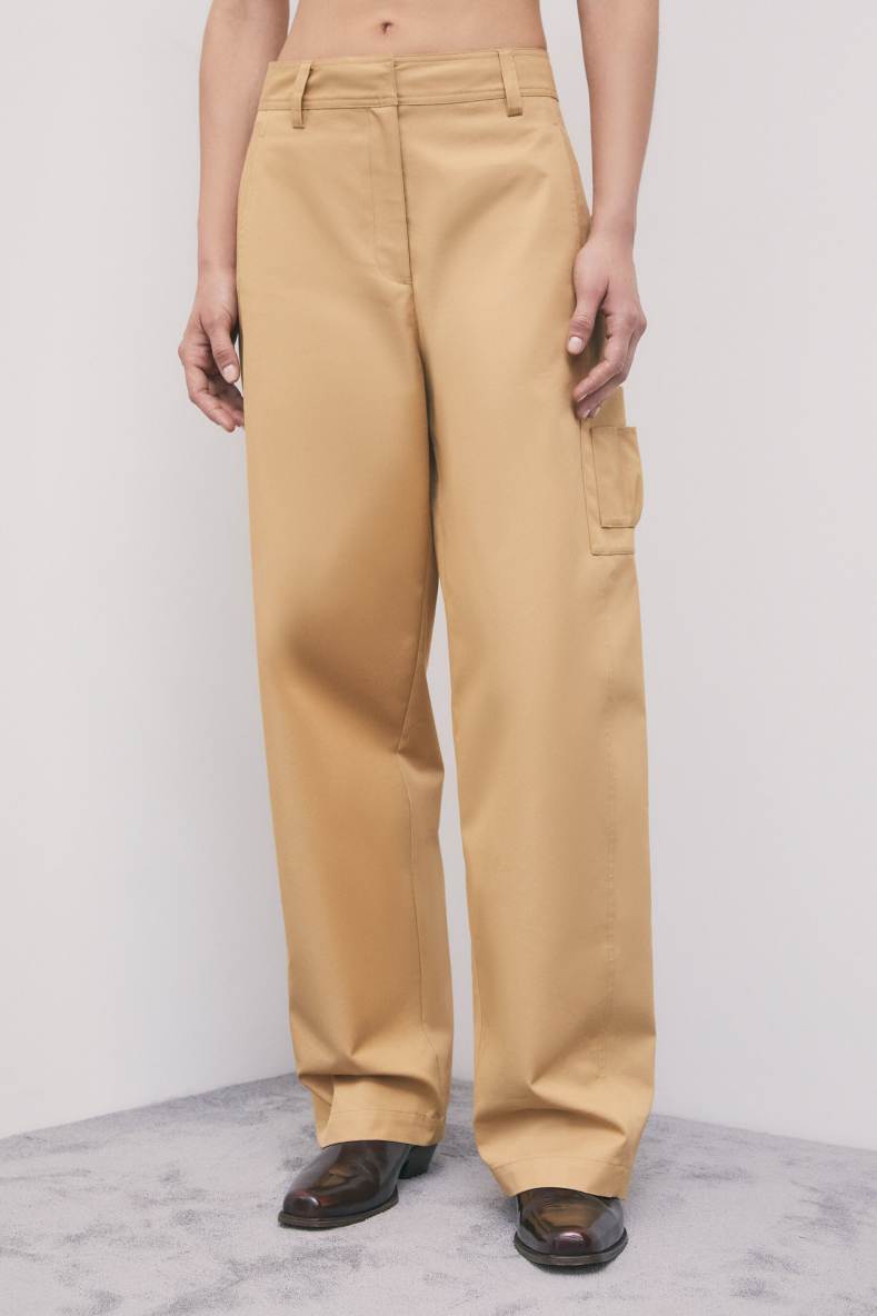 Utility-Straight-Leg-Hose aus Baumwoll-Mix, Beige, Patrizia Pepe