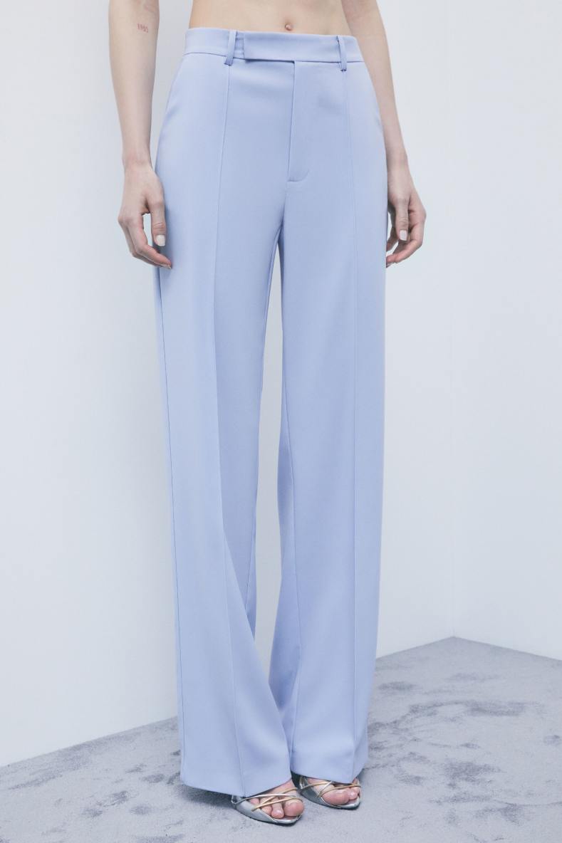 Low-waist tailored wide-leg trousers, Light Blue, Patrizia Pepe