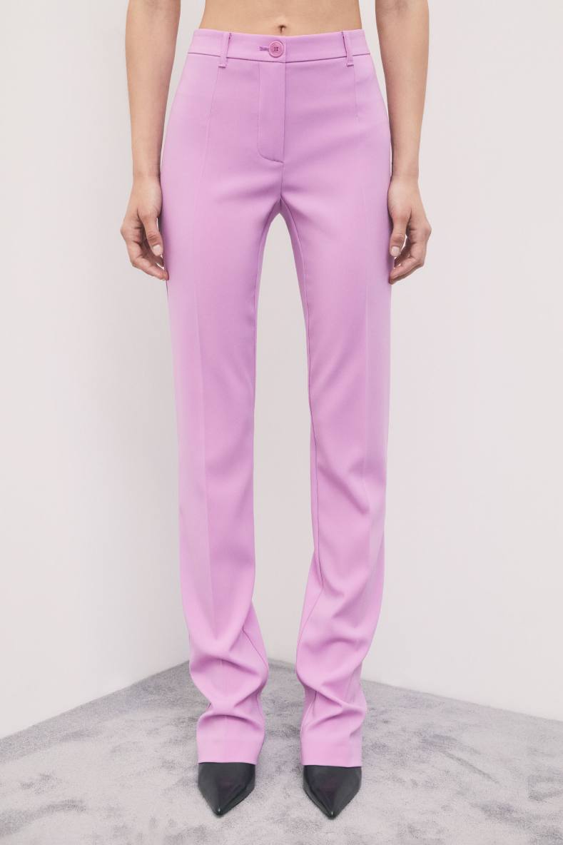 Slim-fit stretch cr&ecirc;pe trousers, Pink, Patrizia Pepe
