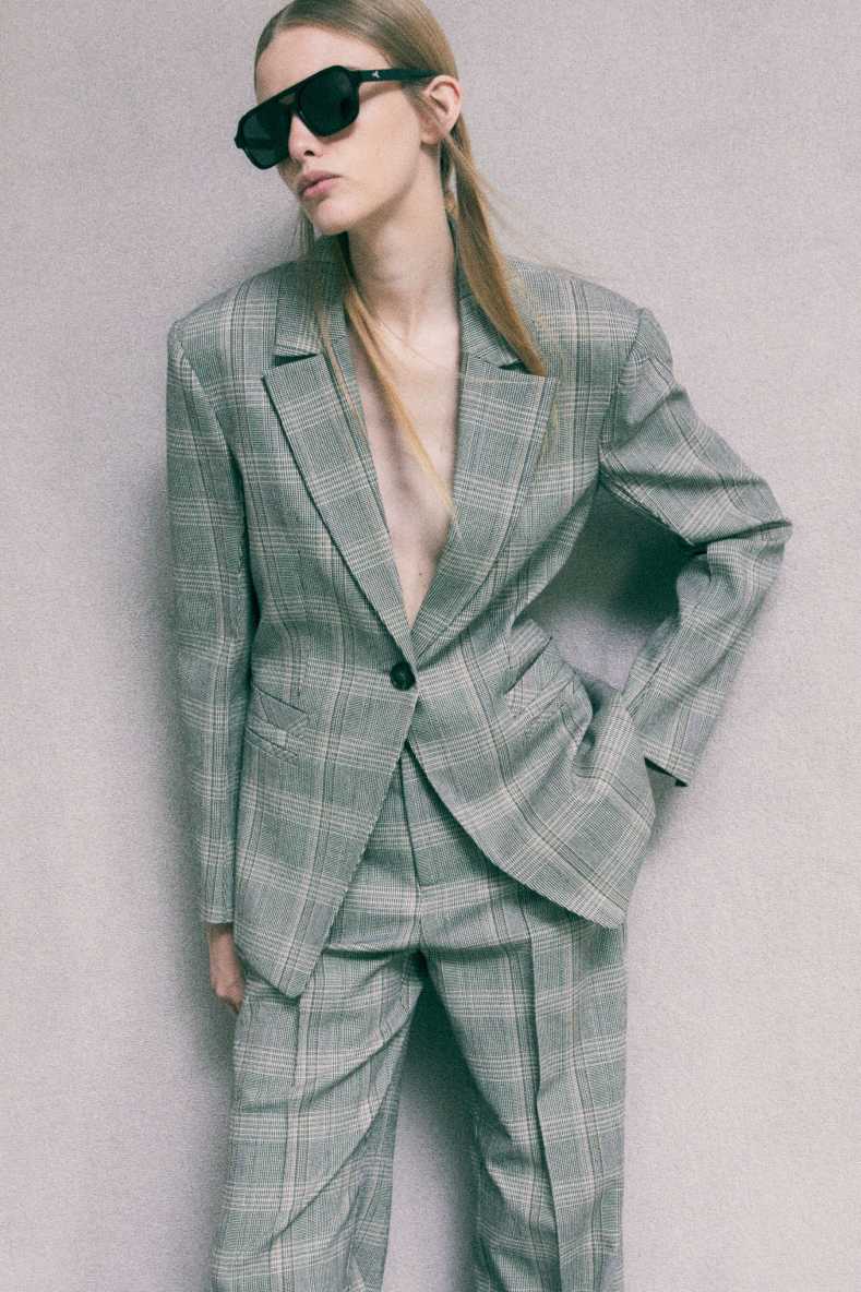 Blazer structur&eacute; &agrave; carreaux en m&eacute;lange de viscose, Fantaisie abstraite, Patrizia Pepe
