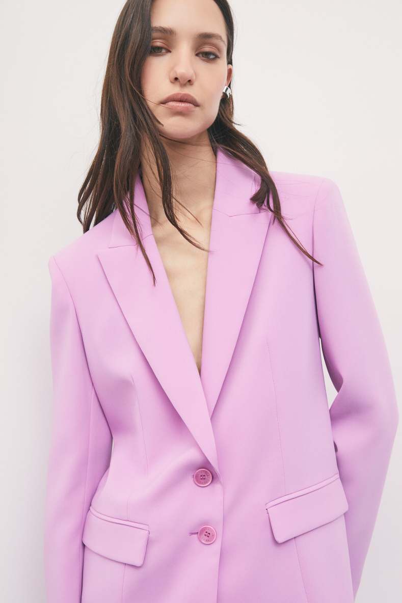 Fluid two-button stretch blazer, Pink, Patrizia Pepe