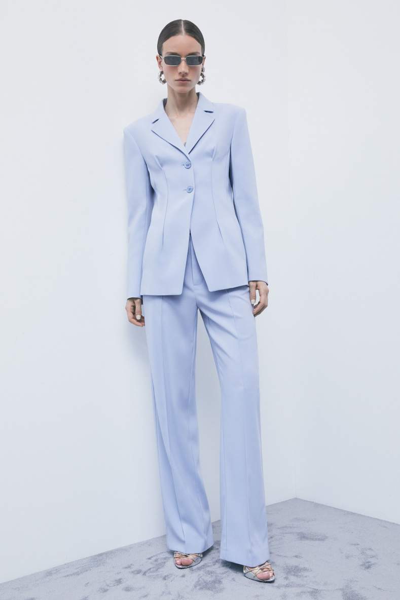 Fitted cr&ecirc;pe stretch blazer, Light Blue, Patrizia Pepe
