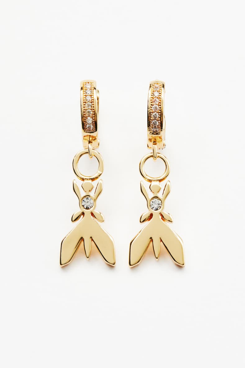 Micro Fly rhinestone earrings, Gold, Patrizia Pepe