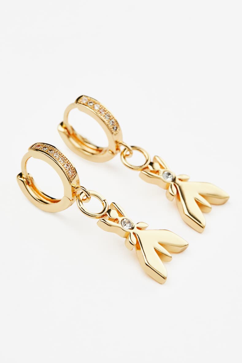 Micro Fly rhinestone earrings, Gold, Patrizia Pepe