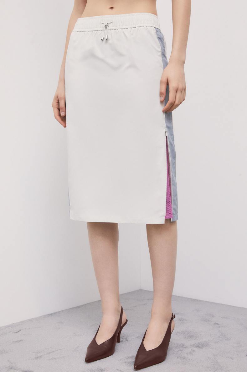Gonna midi utility con dettagli a contrasto, Grigio, Patrizia Pepe