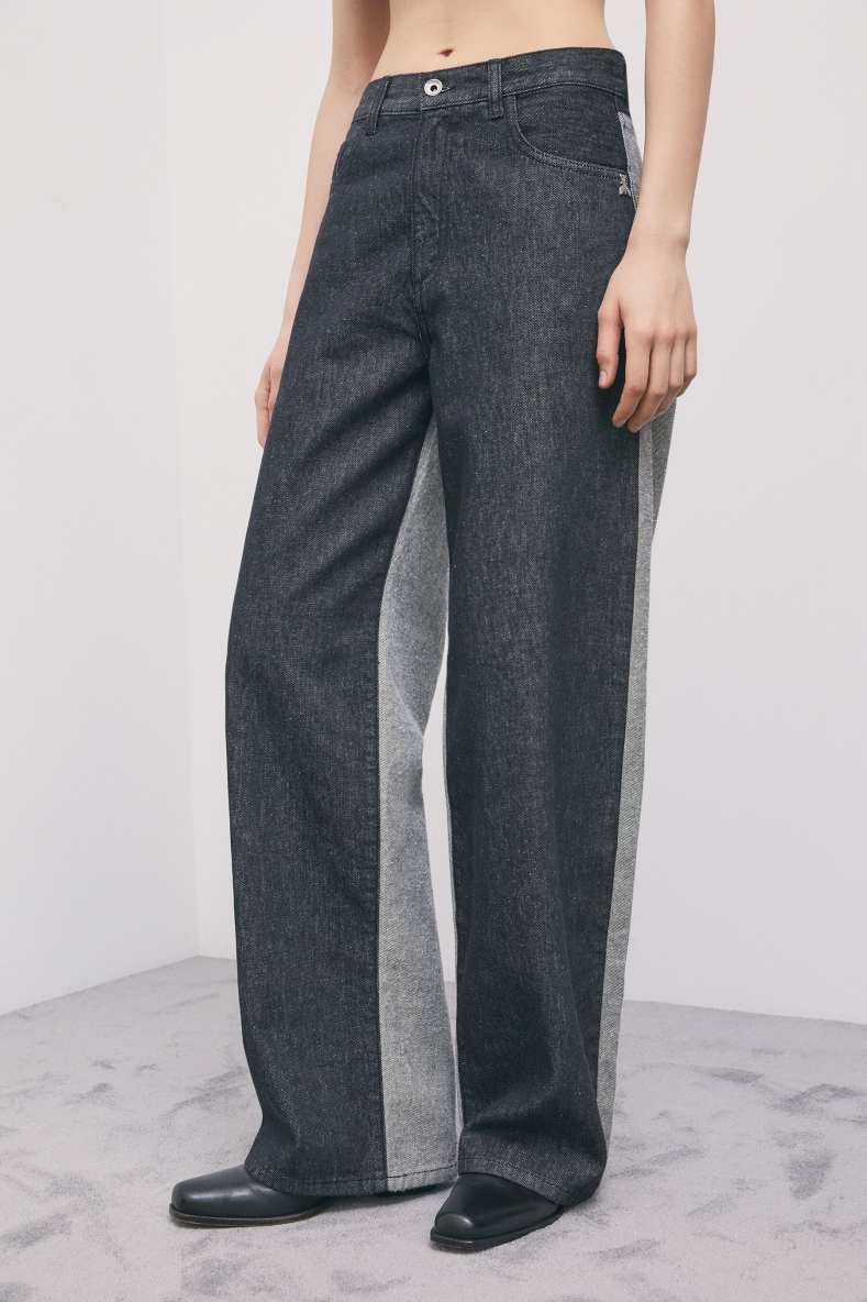 Bi-color wide-leg jeans, Black/ Grey, Patrizia Pepe