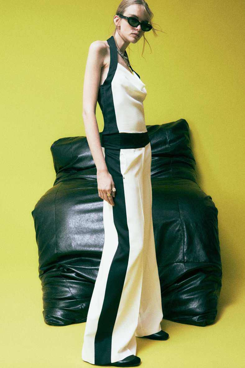 Pantalon palazzo color-block, Blanc7Noir, Patrizia Pepe
