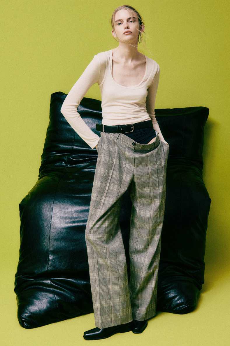Pantalon &agrave; carreaux avec taille oversize, Fantaisie abstraite, Patrizia Pepe
