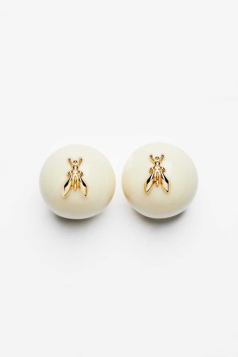 Bold sphere earrings, White, Patrizia Pepe