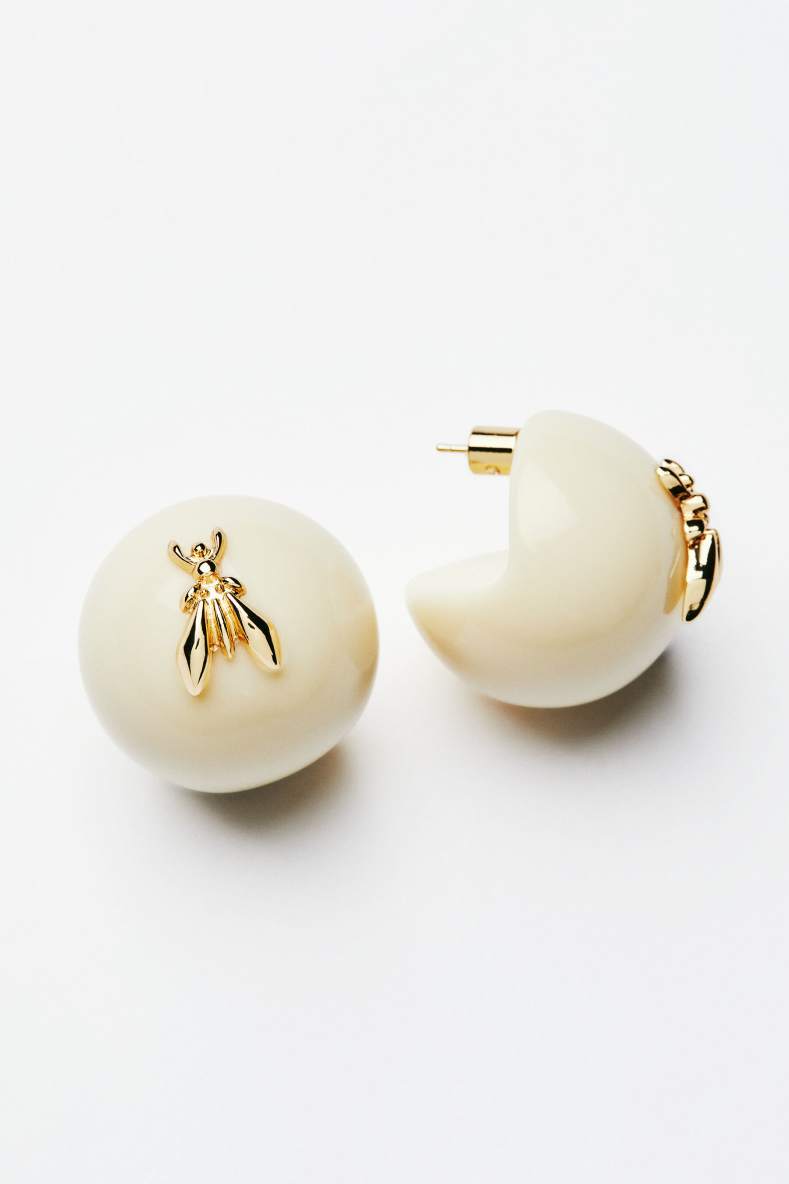 Bold sphere earrings, White, Patrizia Pepe