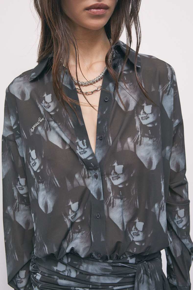 Mini dress with sash and Patrizia all-over print, Abstract Fantasy, Patrizia Pepe