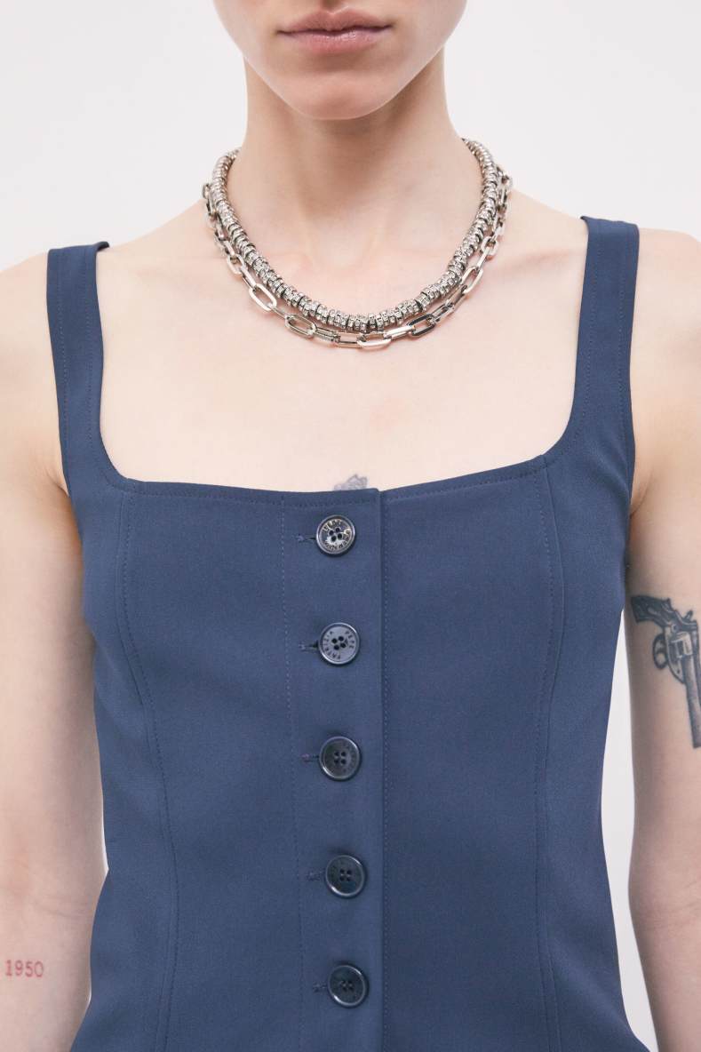 Bustier in cr&ecirc;pe stretch con bottoni, Blu, Patrizia Pepe