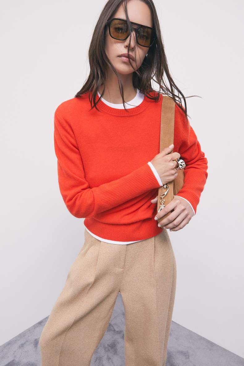 Crew neck cashmere sweater, Orange, Patrizia Pepe