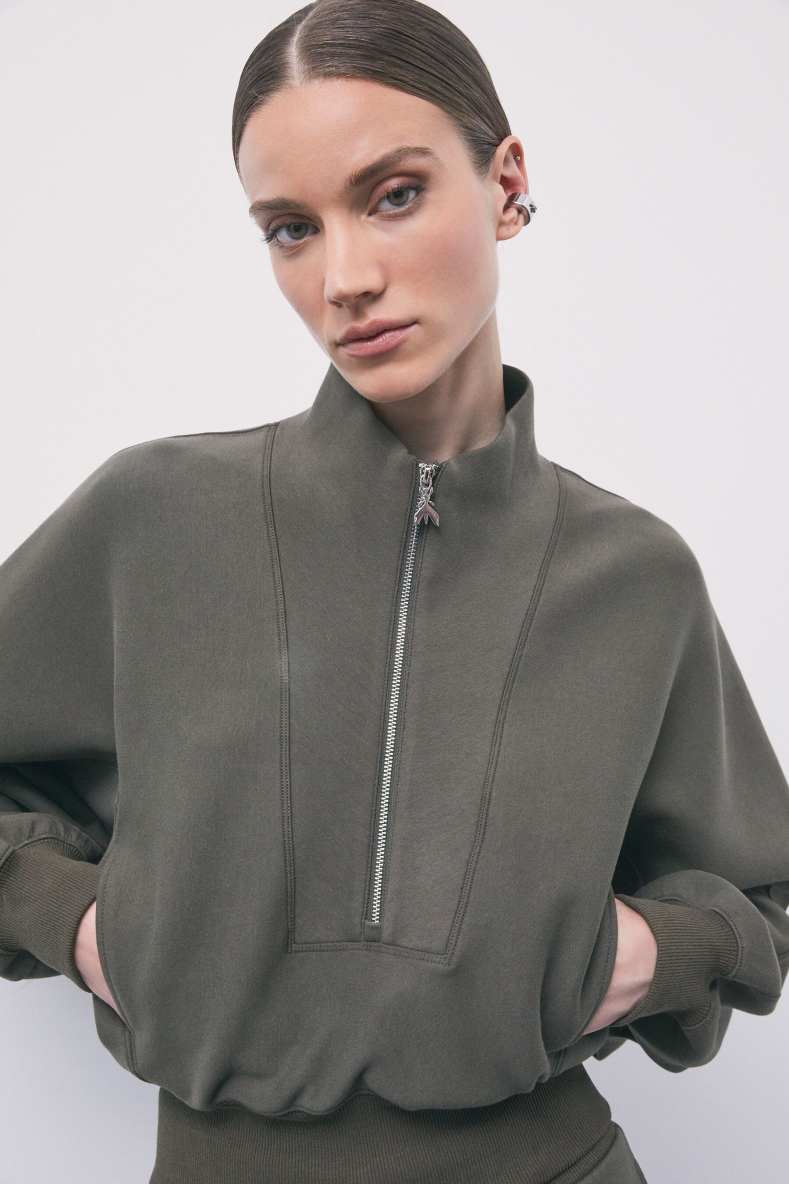 Scuba sweatshirt with zipper, Green, Patrizia Pepe
