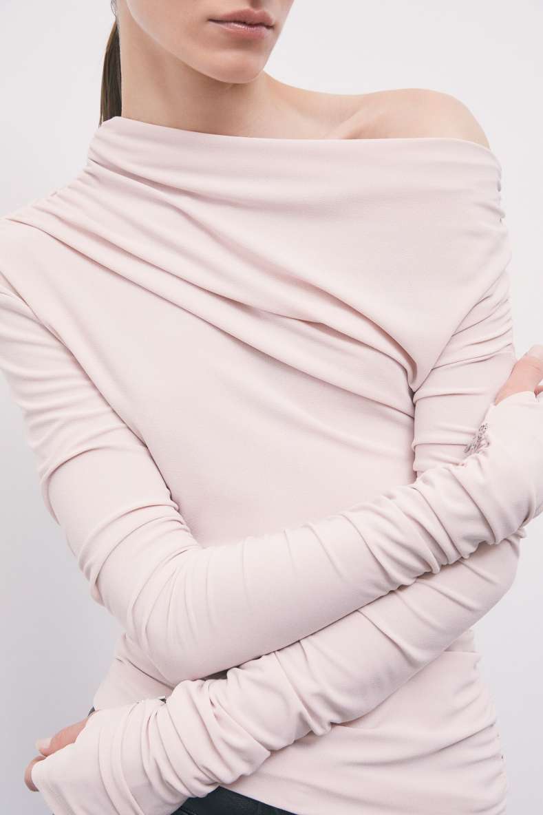 Draped off-shoulder top, Pink, Patrizia Pepe