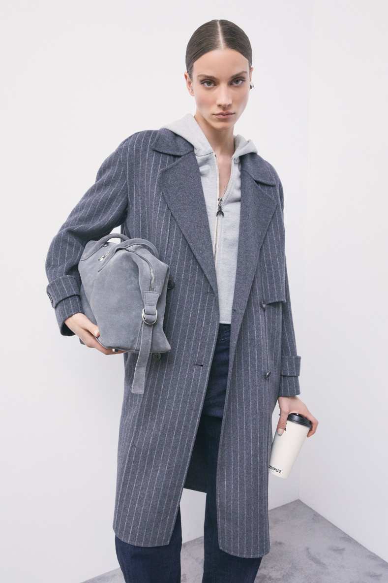 Pinstripe wool-blend coat, Stripes, Patrizia Pepe
