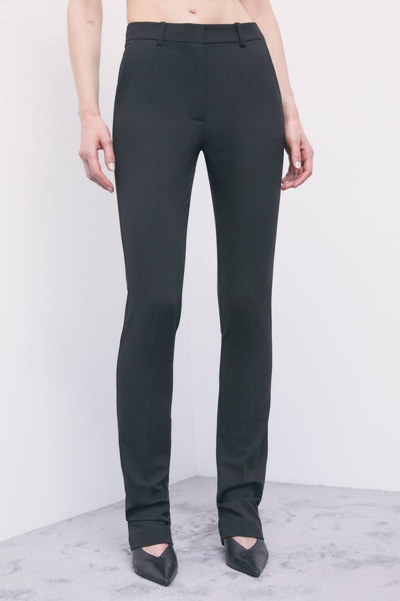 Slim-fit viscose-blend trousers, Black, Patrizia Pepe