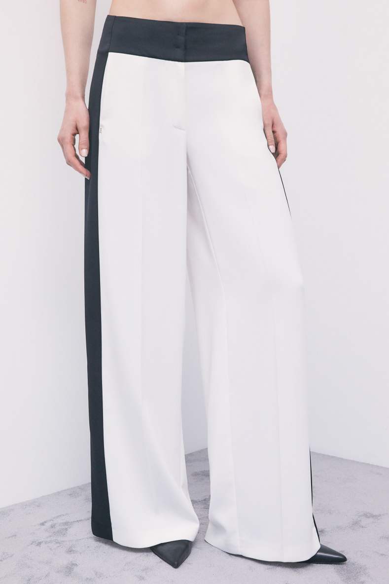 Pantalon palazzo color-block, Blanc7Noir, Patrizia Pepe