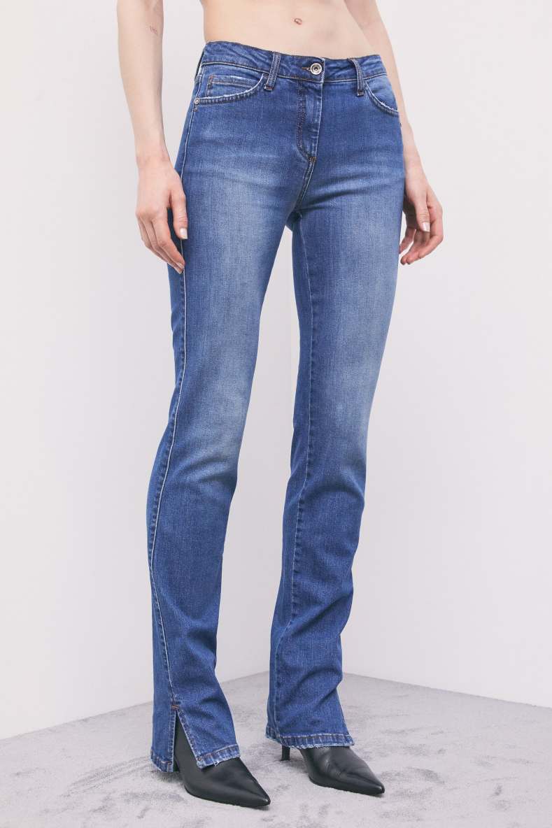 Skinny-Jeans mit Schlitz, Blau, Patrizia Pepe