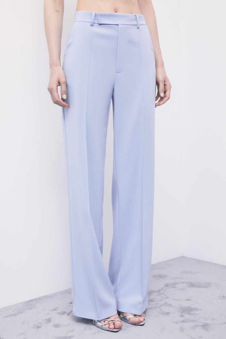Low-waist tailored wide-leg trousers, Light Blue, Patrizia Pepe