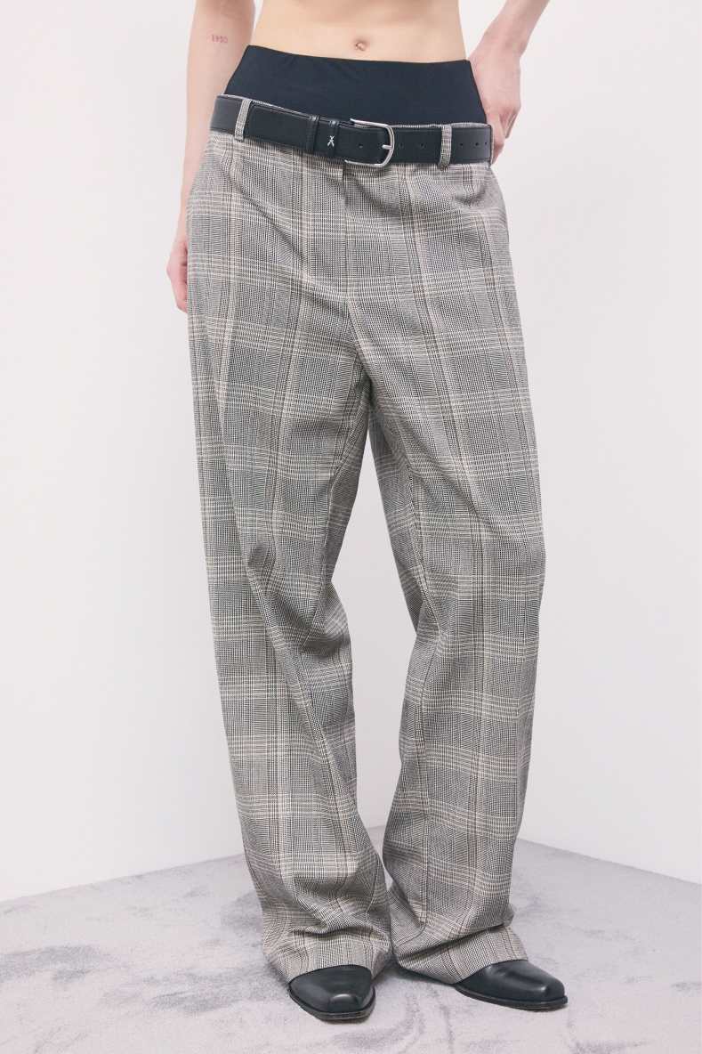 Pantalon &agrave; carreaux avec taille oversize, Fantaisie abstraite, Patrizia Pepe