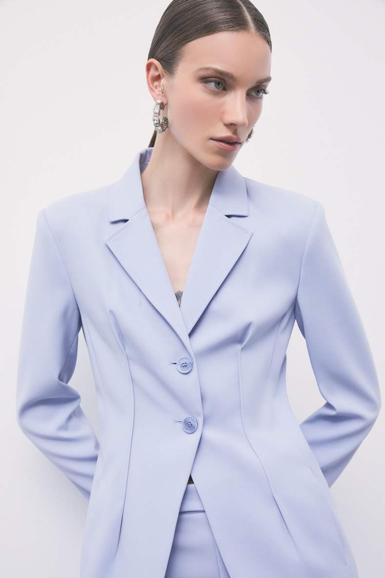 Fitted cr&ecirc;pe stretch blazer, Light Blue, Patrizia Pepe