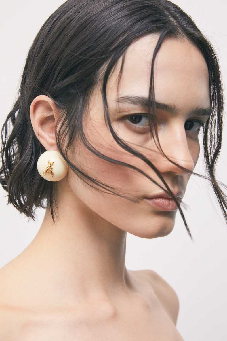 Bold sphere earrings, White, Patrizia Pepe