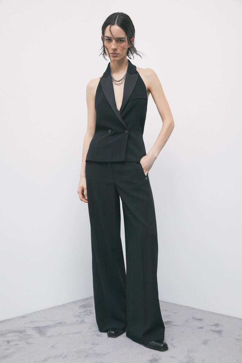 Color-block palazzo trousers, Black, Patrizia Pepe