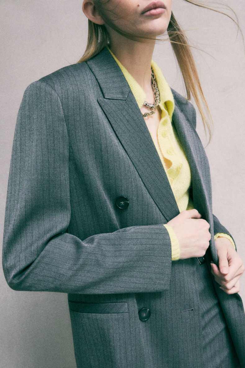 Double-breasted pinstripe blazer, Grey, Patrizia Pepe