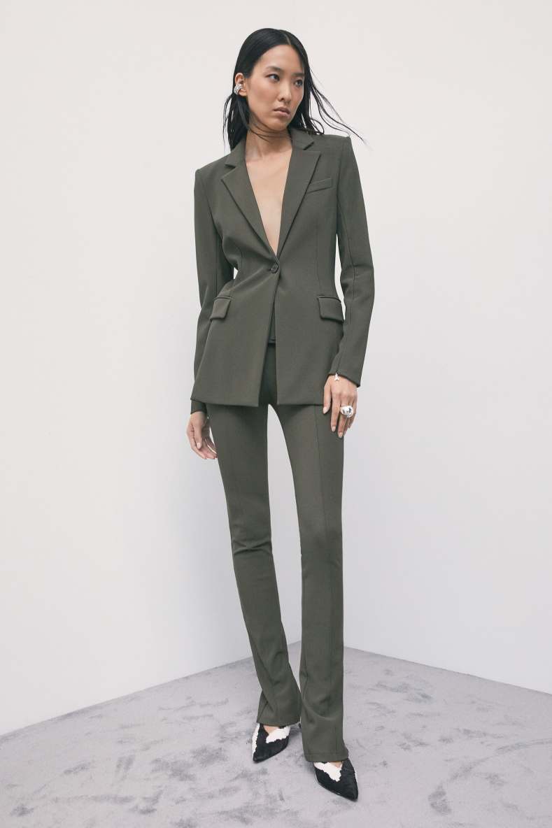 Slim-fit trousers with belt, Green, Patrizia Pepe