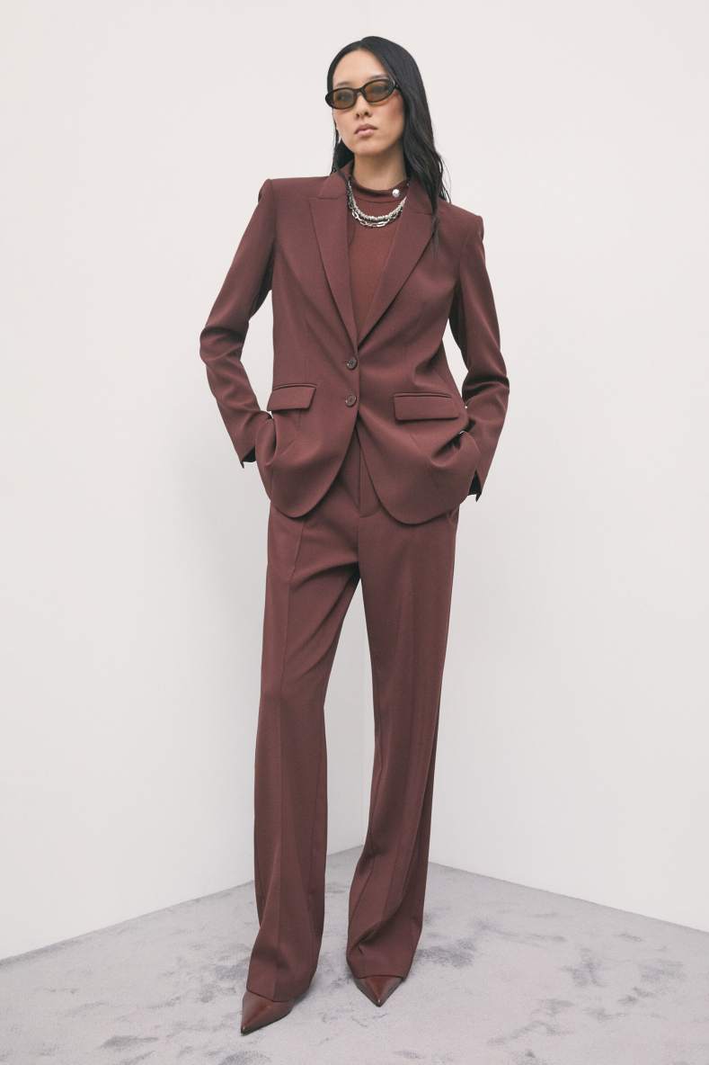 Low-Waist-Tailored-Hose mit weitem Bein, Braun, Patrizia Pepe