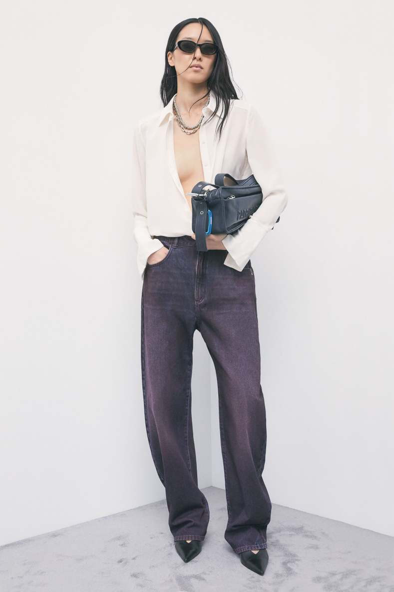Low-Waisted Barrel-Jeans mit Spray-Effekt, Violett, Patrizia Pepe