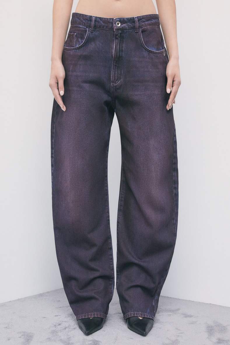 Low-Waisted Barrel-Jeans mit Spray-Effekt, Violett, Patrizia Pepe
