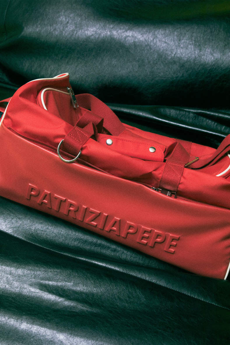 (IM)PERFECTION nylon and leather travel bag, Red, Patrizia Pepe