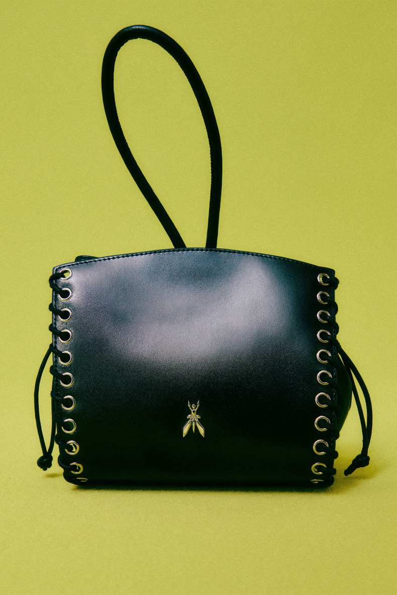 Leather clutch, Black, Patrizia Pepe