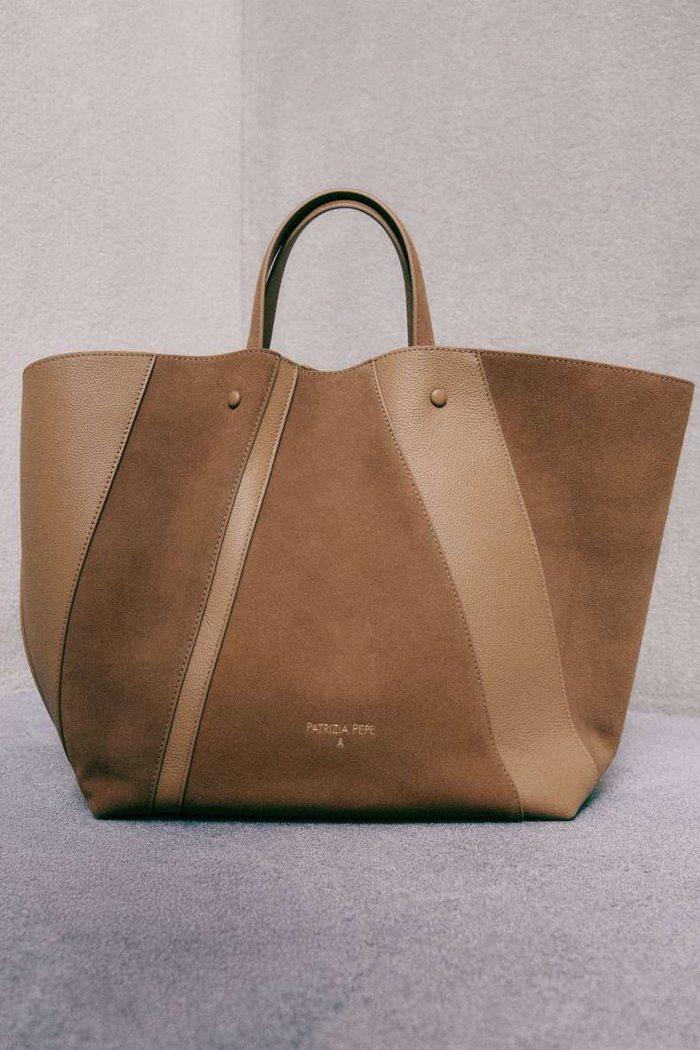 (IN)COMPLETE suede shopping bag, Beige, Patrizia Pepe
