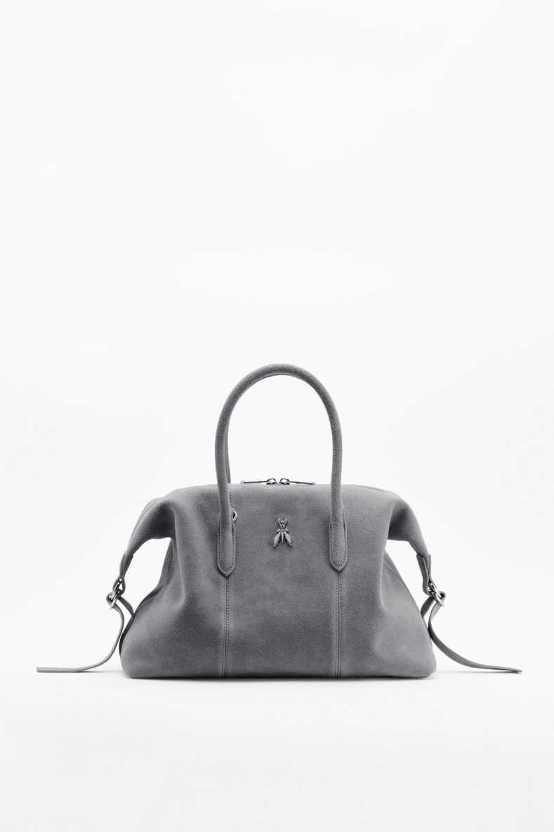 New Business suede bowling bag, Grey, Patrizia Pepe